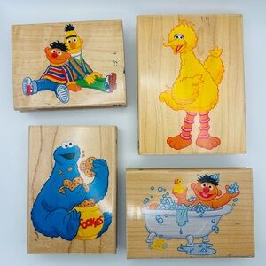 Y2K Sesame Street Wooden Stamps Set – Fun, Colorful, Great Condition